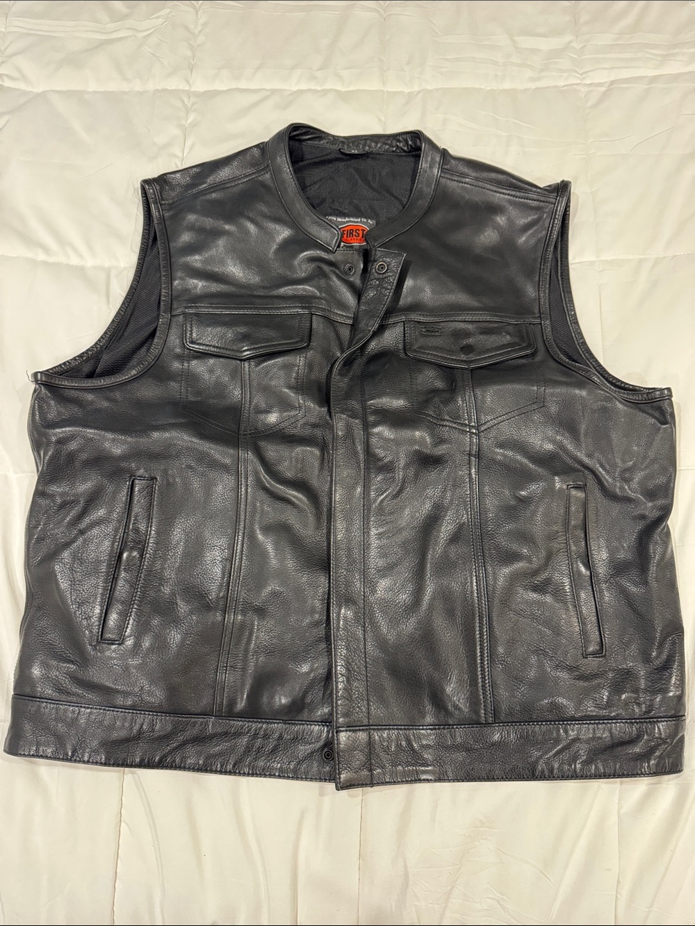 First Classics Men's Black Leather Riding Vest